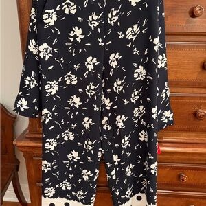 Carolina Herrera navy and white Floral Wide-Leg top and pants